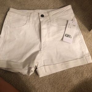 white denim shorts